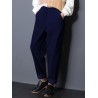 Casual Pure Color Pockets High Waist Pants For Women