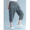 Elastic Waist Stripe Casual Harem Pants With Pockets