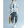 Elastic Waist Stripe Casual Harem Pants With Pockets