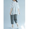 Elastic Waist Stripe Casual Harem Pants With Pockets