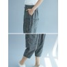 Elastic Waist Stripe Casual Harem Pants With Pockets