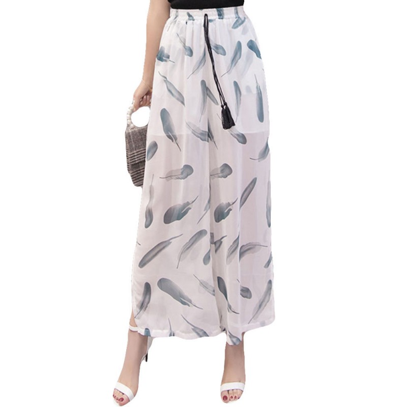 Printed Loose Chiffon Wide Leg Pants