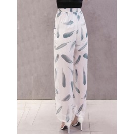 Printed Loose Chiffon Wide Leg Pants