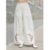 Vintage Ethnic Style Solid Color Embroidered Wide-leg Pants