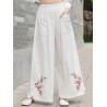 Vintage Ethnic Style Solid Color Embroidered Wide-leg Pants