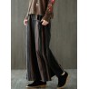 Vintage Stripe Splited Wide Leg Women Pants