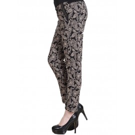 Ethnic Print Patchwork Elastic High Waist Women Pants