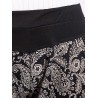 Ethnic Print Patchwork Elastic High Waist Women Pants