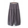 Women Casual Pleated Solid Color Elastic Waist Wide leg Pants