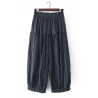 Women Casual Pleated Solid Color Elastic Waist Wide leg Pants