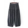 Women Casual Pleated Solid Color Elastic Waist Wide leg Pants