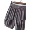 Women Casual Pleated Solid Color Elastic Waist Wide leg Pants