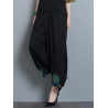 Vintage Embroidery Casual Loose Women Wide Leg Pants