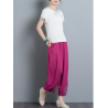 Vintage Embroidery Casual Loose Women Wide Leg Pants