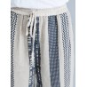 Stripe Plaid Print Wide Leg Drawstring Waist Casual Pants