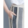 Stripe Plaid Print Wide Leg Drawstring Waist Casual Pants