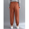 Solid Color Elastic Tie Waist Loose Casual Pants