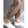 Solid Color Elastic Tie Waist Loose Casual Pants