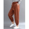 Solid Color Elastic Tie Waist Loose Casual Pants