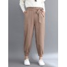 Solid Color Elastic Tie Waist Loose Casual Pants