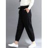 Solid Color Elastic Tie Waist Loose Casual Pants