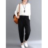 Solid Color Elastic Tie Waist Loose Casual Pants