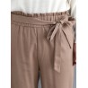 Solid Color Elastic Tie Waist Loose Casual Pants