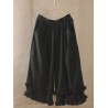 Sweet Solid Color Ruffled Elastic Waist Wide Leg Capris