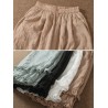 Sweet Solid Color Ruffled Elastic Waist Wide Leg Capris