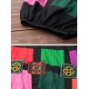 Folk Style Geometric Print Embroidered Patchwork Elastic Women Pants