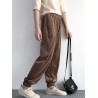 Loose Pockets Solid Color Elastic Waist Harem Pants