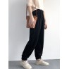 Loose Pockets Solid Color Elastic Waist Harem Pants