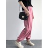 Loose Pockets Solid Color Elastic Waist Harem Pants