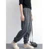 Loose Pockets Solid Color Elastic Waist Harem Pants