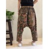 Baggy Vintage Ethnic Print Drop Crotch Spliced Pants