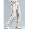 Striped Elastic Waist with Pockets Harem Pants