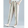 Striped Elastic Waist with Pockets Harem Pants