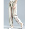 Striped Elastic Waist with Pockets Harem Pants