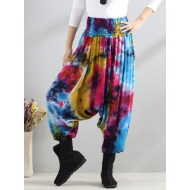 Casual Loose Printed Elastic Waist Women Wide Leg Pants