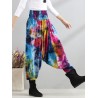 Casual Loose Printed Elastic Waist Women Wide Leg Pants