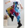 Casual Loose Printed Elastic Waist Women Wide Leg Pants