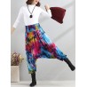 Casual Loose Printed Elastic Waist Women Wide Leg Pants