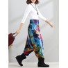 Casual Loose Printed Elastic Waist Women Wide Leg Pants