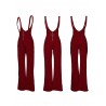 Wide Leg High Waist Front Zipper Suspenders Pants