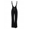 Wide Leg High Waist Front Zipper Suspenders Pants