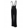 Wide Leg High Waist Front Zipper Suspenders Pants