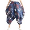 Leisure Loose Folk Print Pocket Harem Women Pants