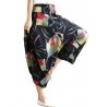 Leisure Loose Folk Print Pocket Harem Women Pants