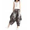 Leisure Loose Folk Print Pocket Harem Women Pants