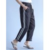 Casual Stripe Drawstring Waist Women Pants